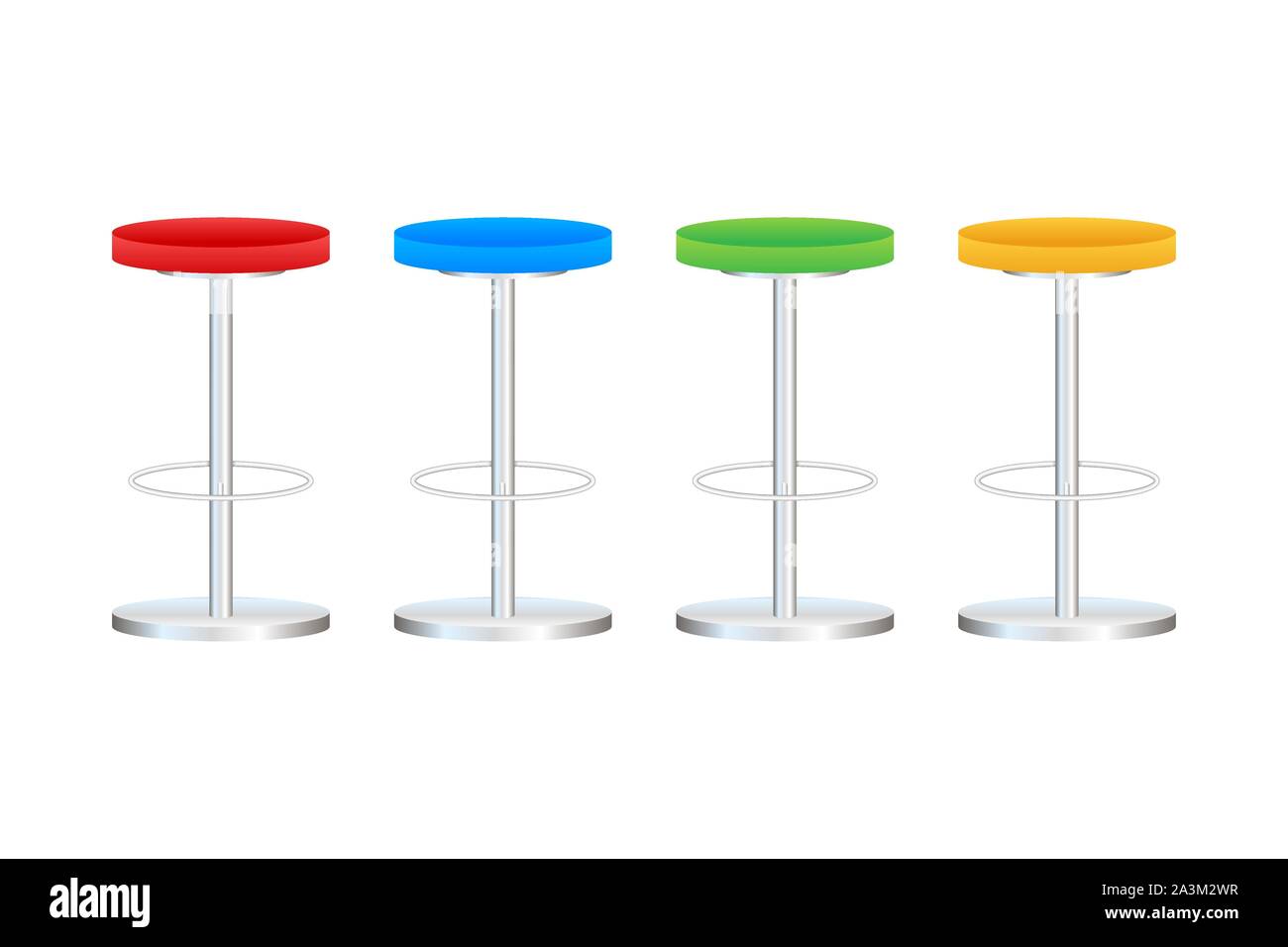 Big lap disk shape bright multicolor stylish 3d barstool stand . Vector stock illustration. Stock Vector