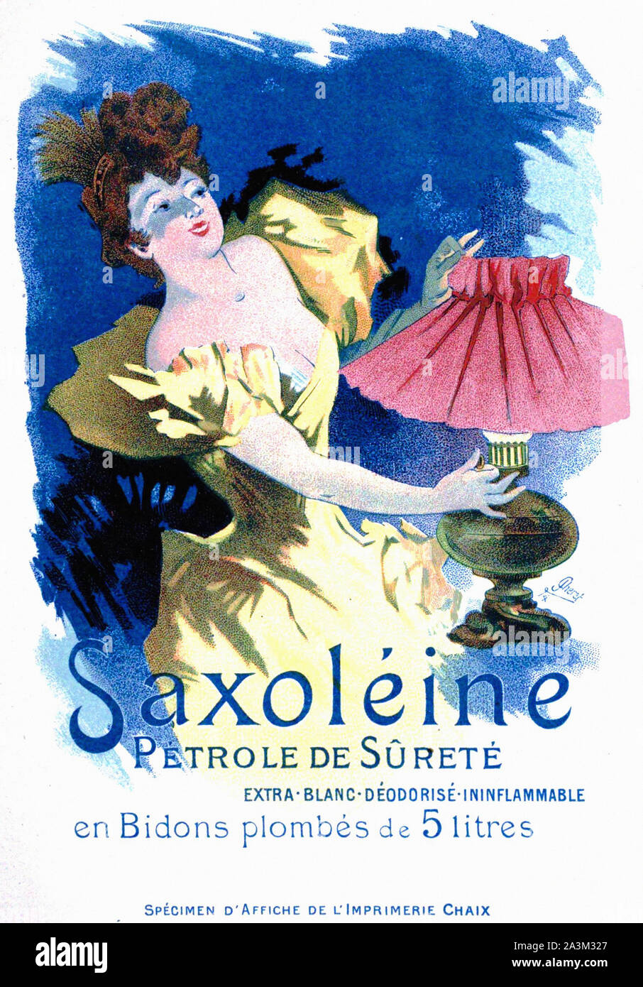 Saxoleine - Art Poster Advertisement France Petrol - Vintage Belle Epoque poster Stock Photo