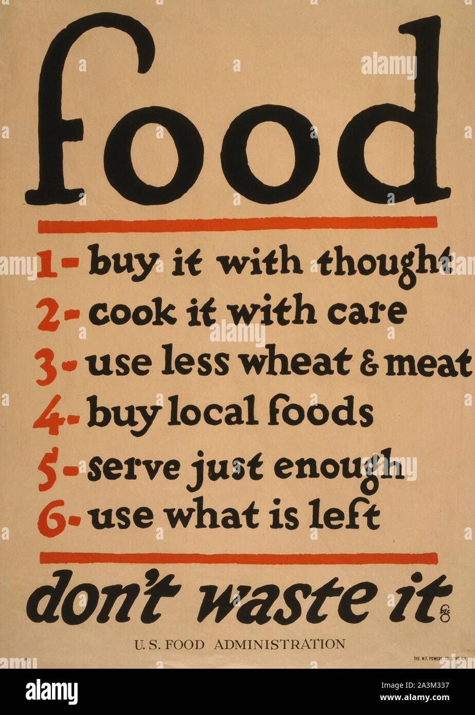 food dont waste it - Vintage U.S propaganda poster Stock Photo