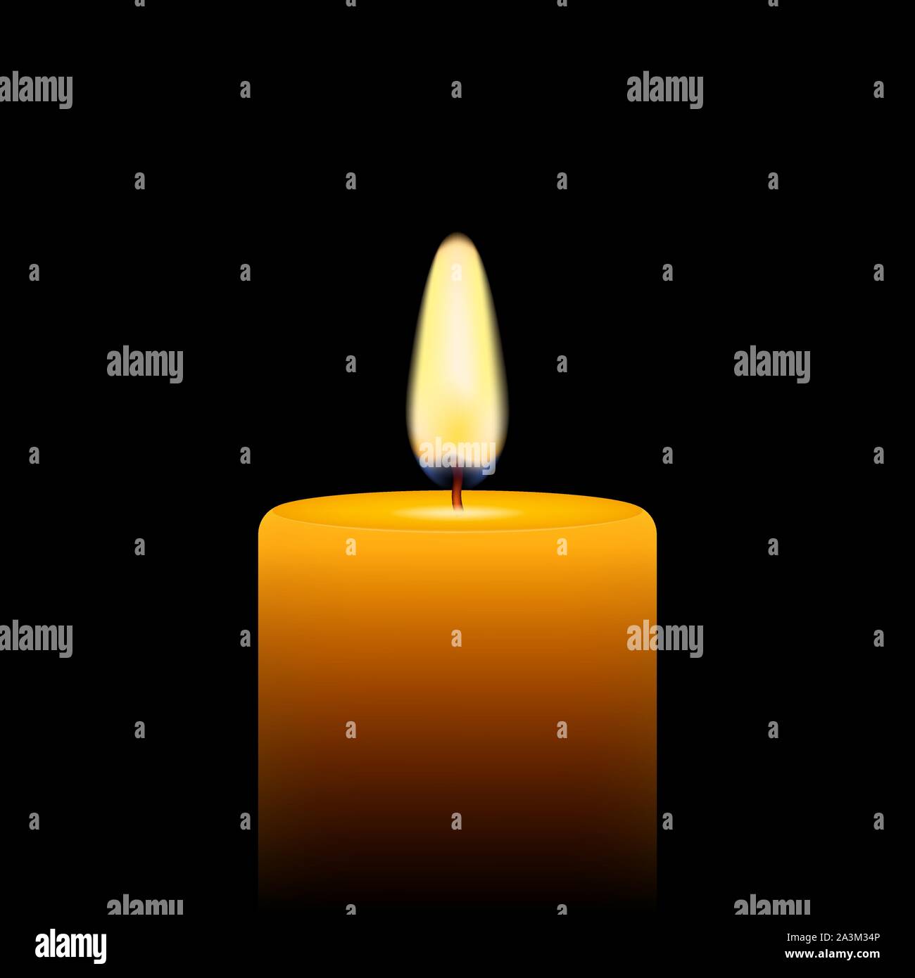 Vector illustration of yellow candle on black background Stock Vector