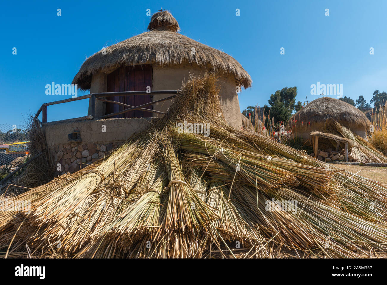 Andean Eco Village, museum in Huatajata, lakeside village of  Lake Titicaca, La Paz, Bolivia, Latin America Stock Photo