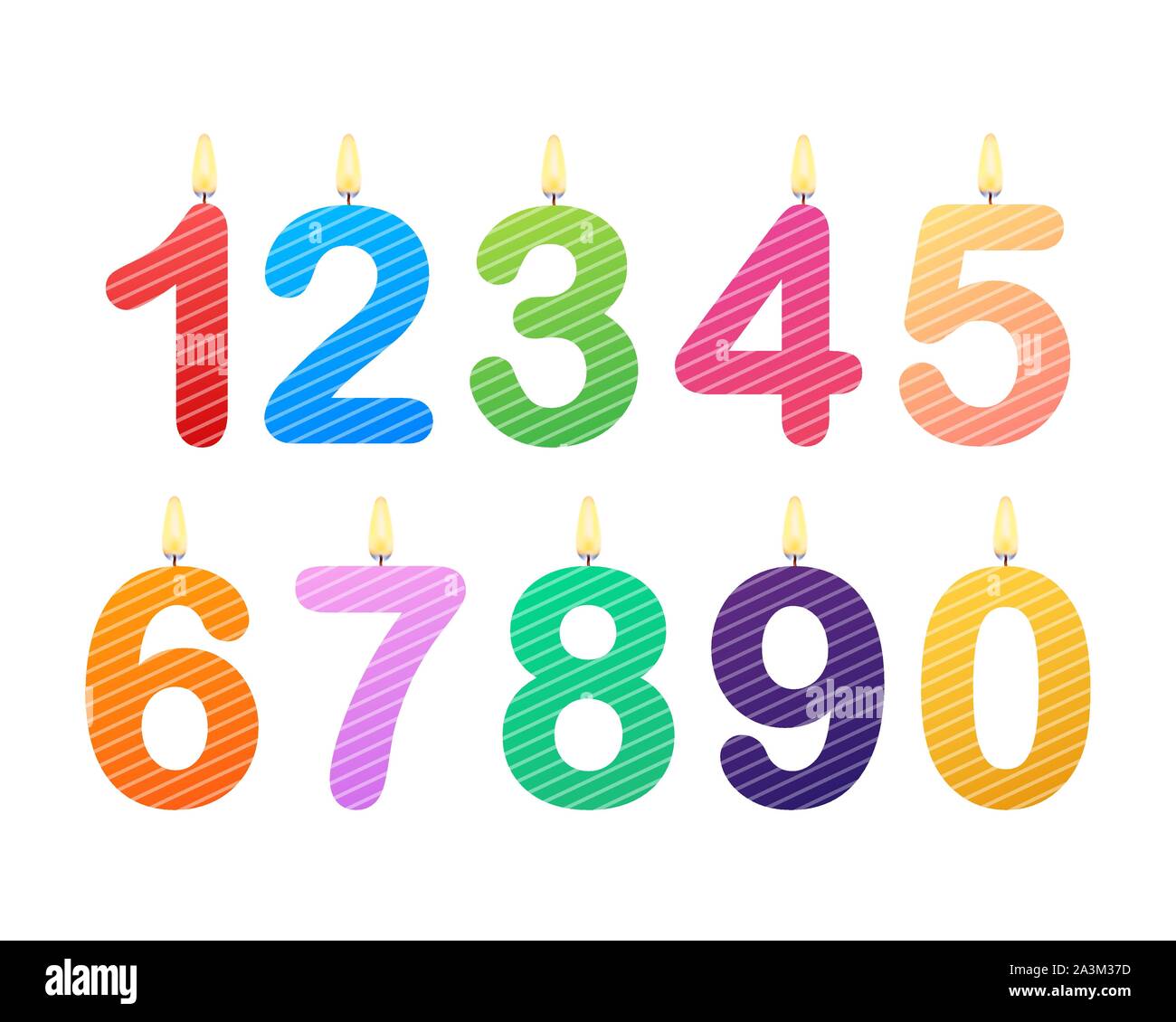 Set of Happy Birthday candle numbers. Vector illustration Stock Vector