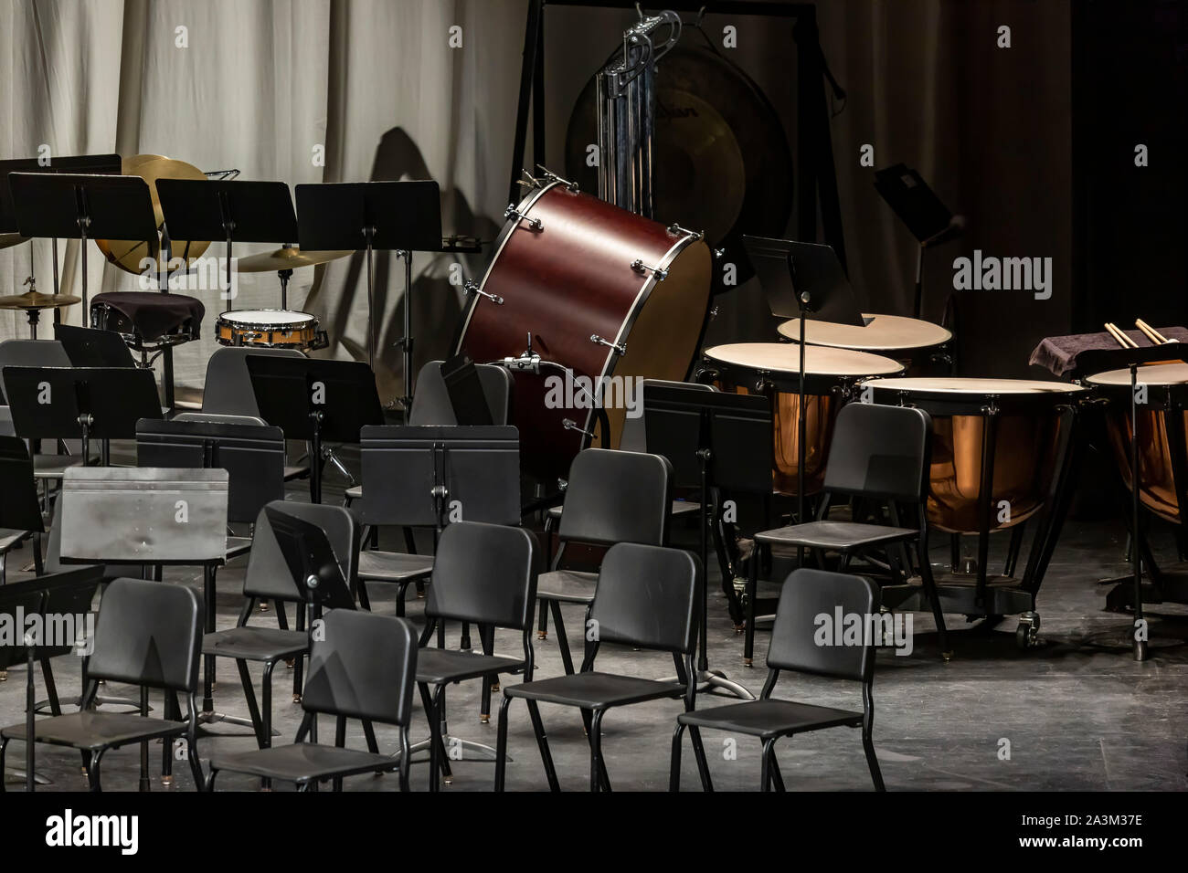 Empty concert stage with instruments hi-res stock photography and ...
