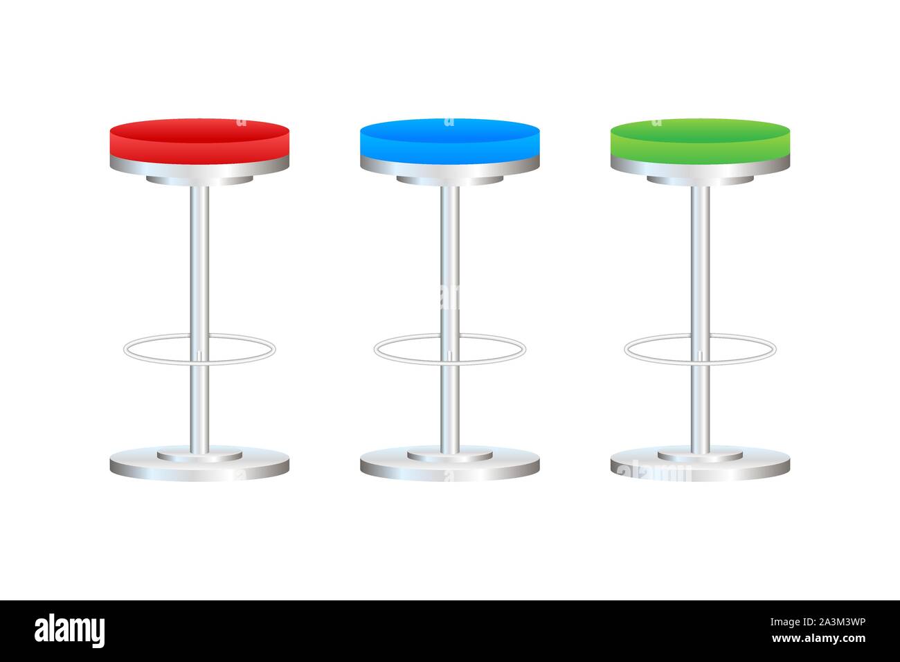 Big lap disk shape bright multicolor stylish 3d barstool stand . Vector stock illustration. Stock Vector