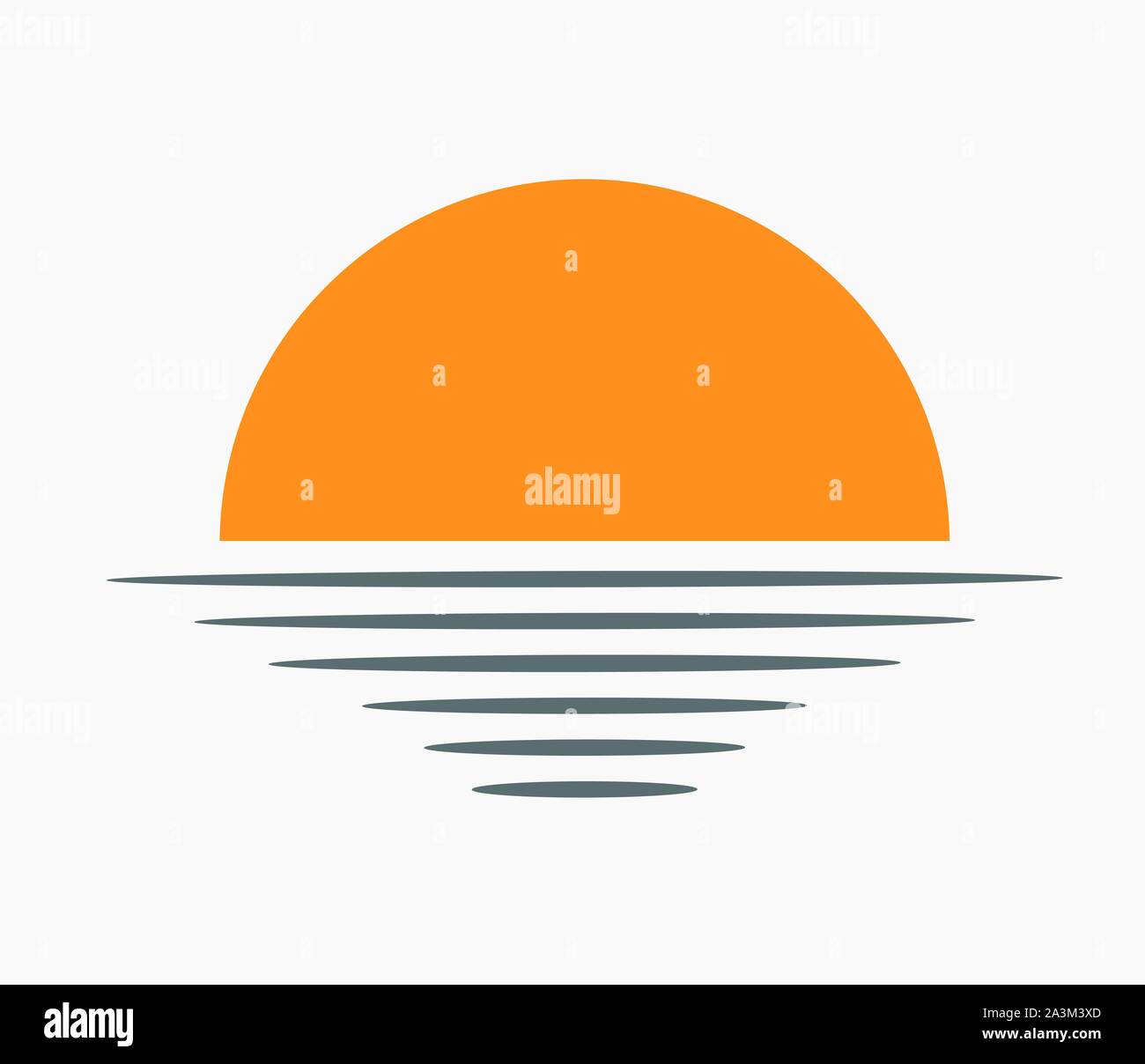 Sunset over sea icon. Vector illustration. Stock Vector