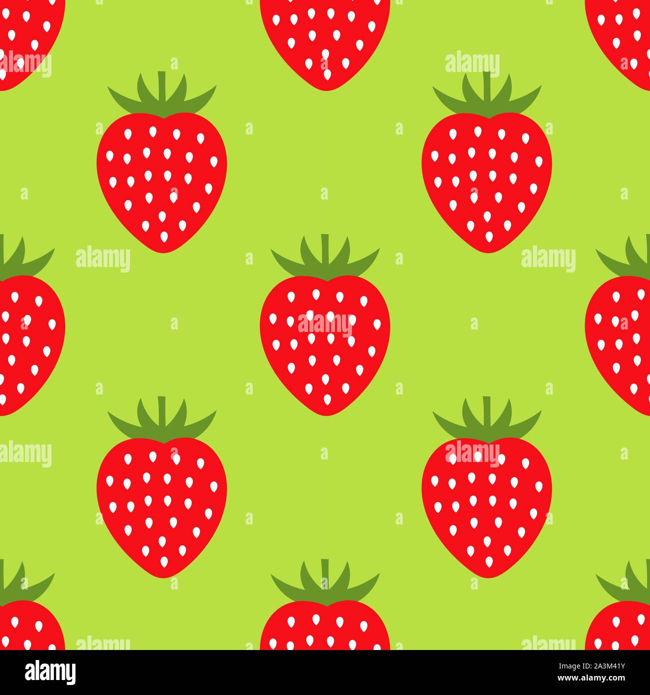 Strawberries green seamless pattern. Vector illustration. Stock Vector