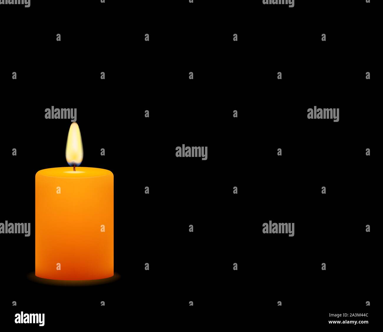 Vector illustration of yellow candle on black background Stock Vector