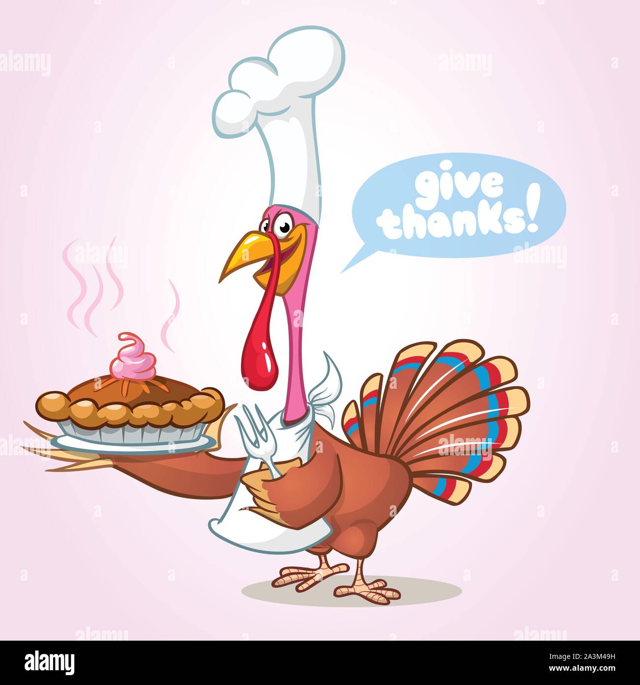 Thanksgiving funny cartoon turkey cook serving pumpkin pie and holding a fork. Vector cartoon isolated Stock Vector Image & Art - Alamy Thanksgiving funny cartoon turkey cook serving pumpkin pie and holding a fork. Vector cartoon isolated Stock Vector Image & Art - Alamy