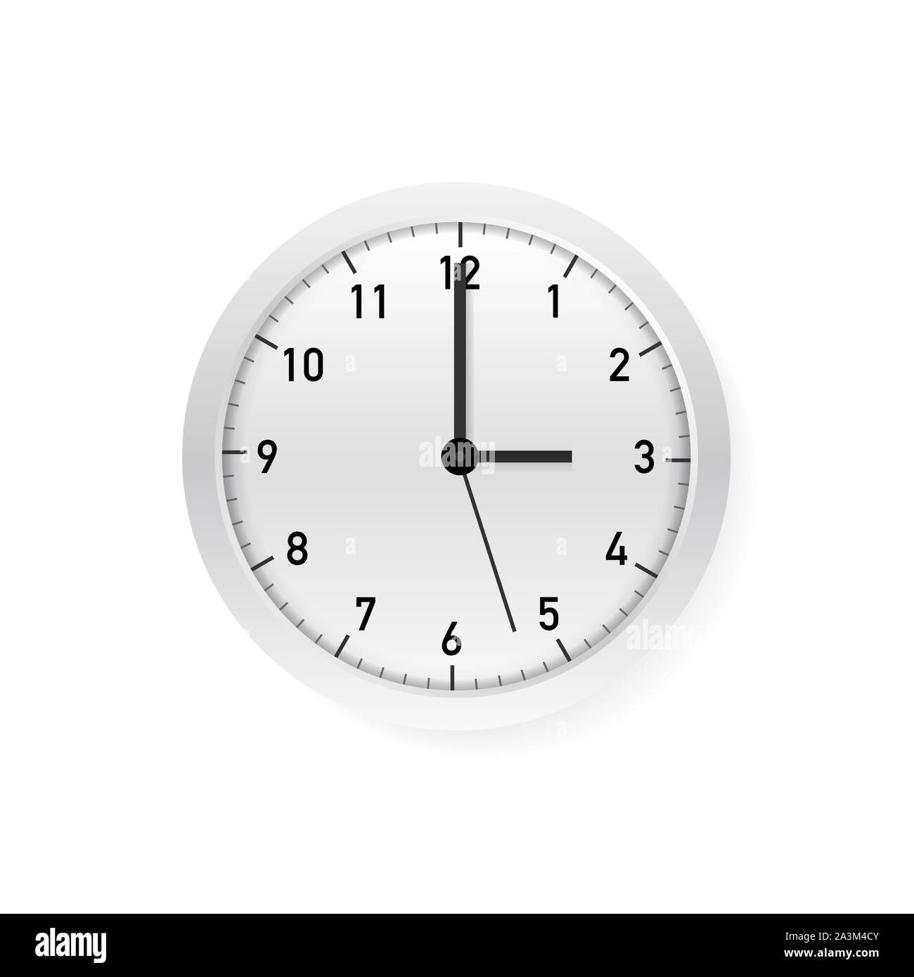 Vector simple classic White and white round wall clock. Vector illustration. Stock Vector