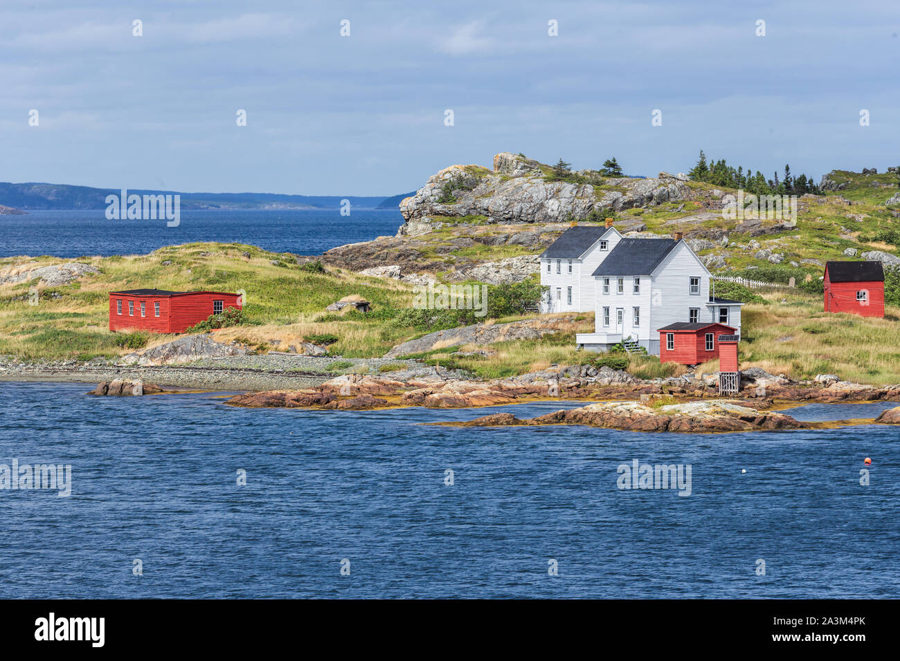 Traditional salt box houses in the fishing village of Salvage, Newfoundland&Labrador, Canada Stock Photo