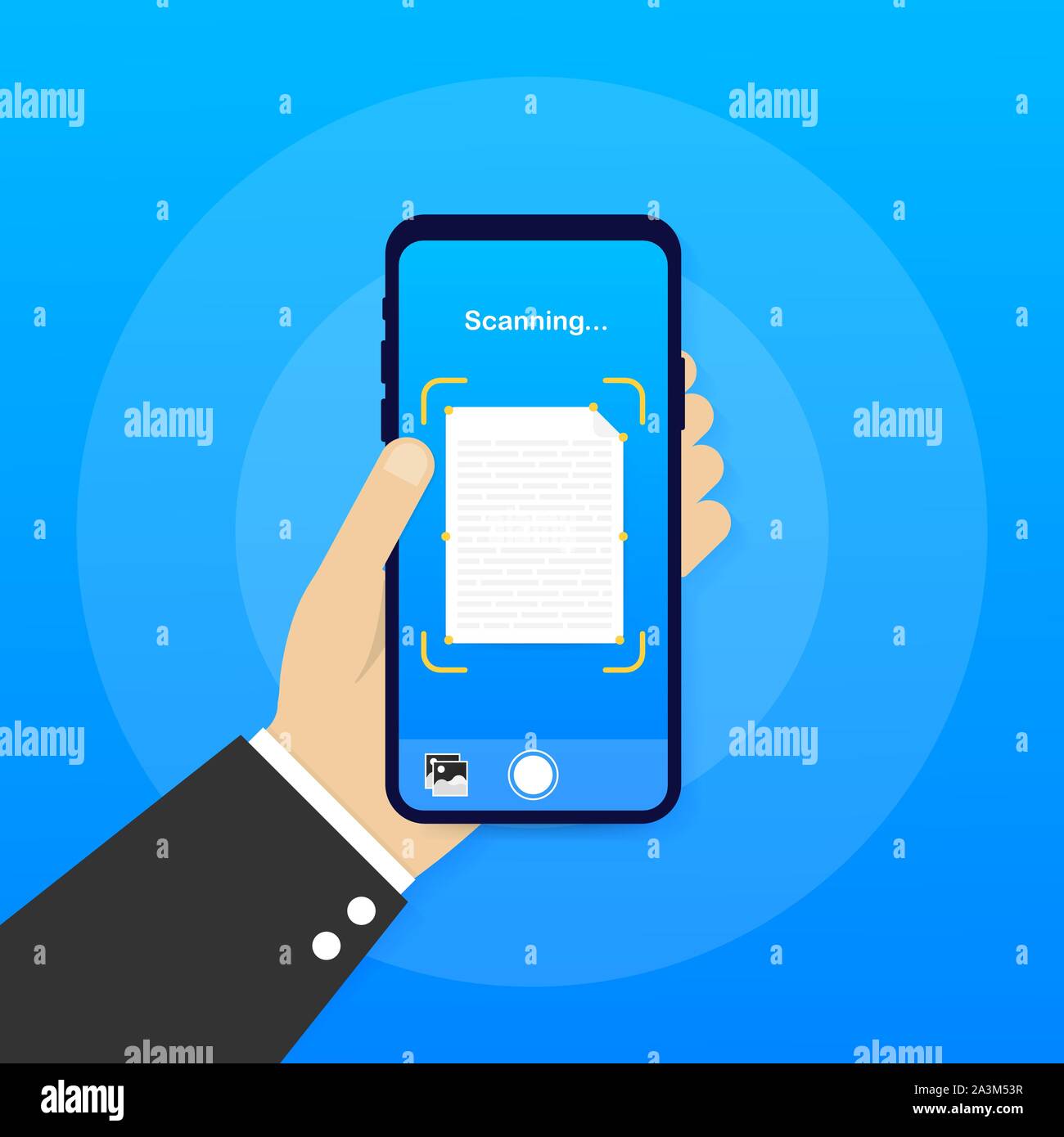 Text scan. Document scanner smartphone interface vector template. Mobile  app page blue gradient design layout. Vector illustration Stock Vector  Image & Art - Alamy