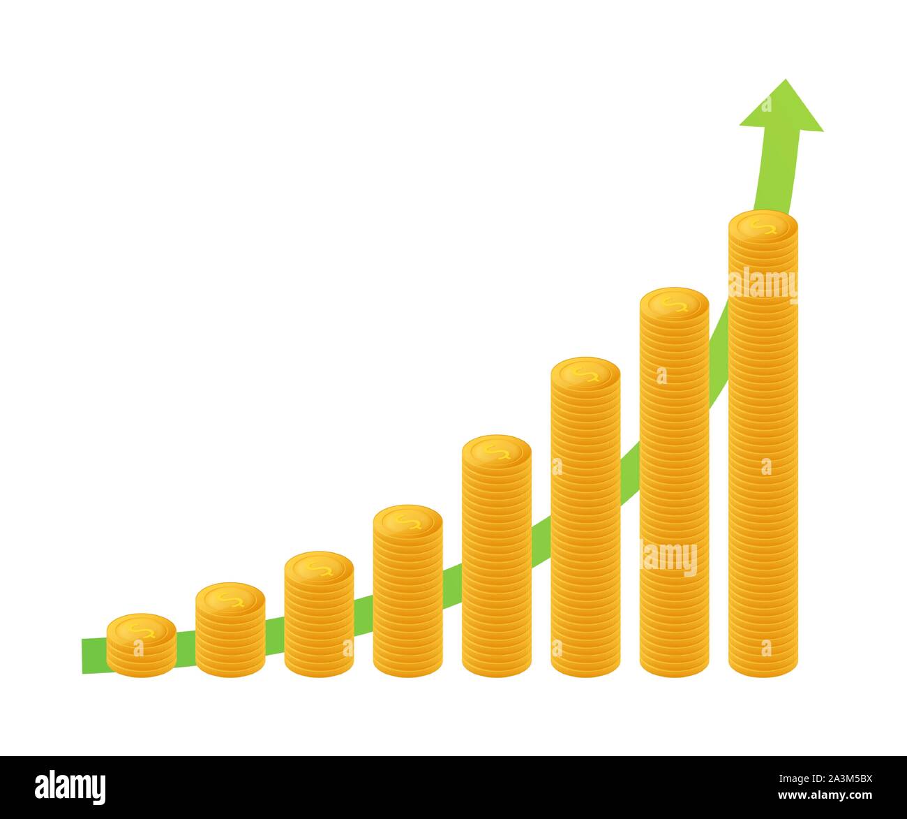 Profit money or budget. Cash and rising graph arrow up, concept of