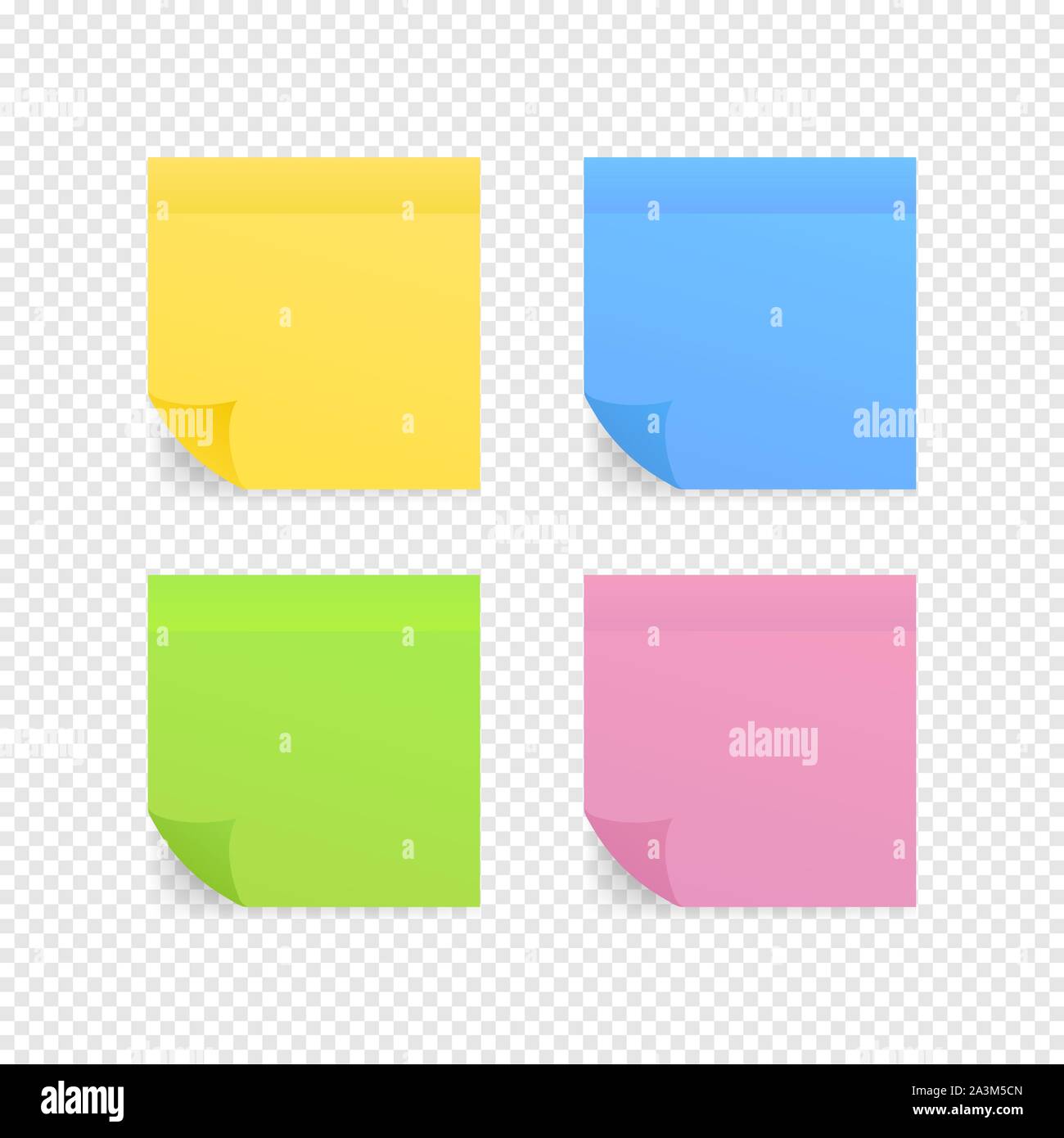 Sticky colored notes. Post note paper. Vector stock illustration. Stock Vector