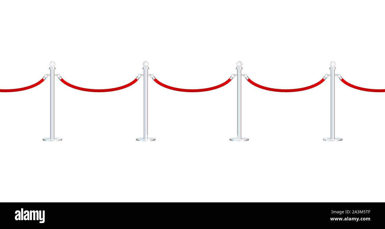 Red carpet with red ropes on golden stanchions. Exclusive event, movie
