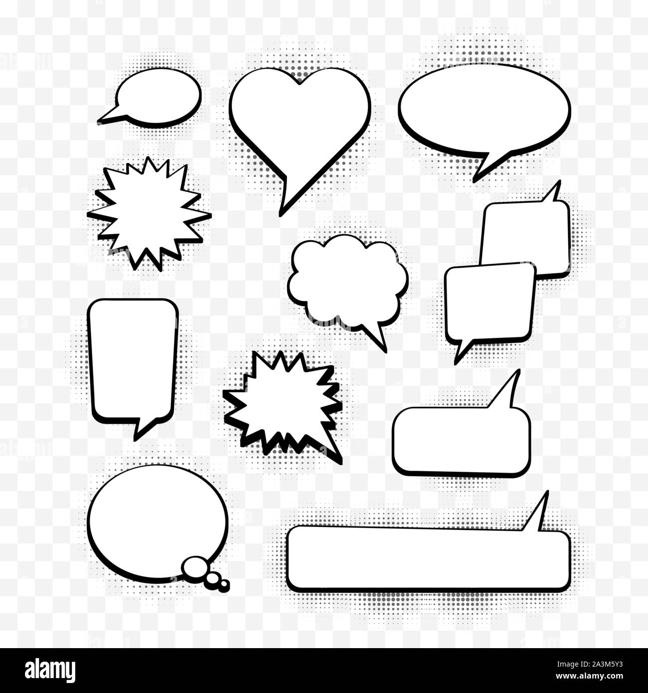Set of speech bubbles. Halftone shadows. Vector illustration Stock ...