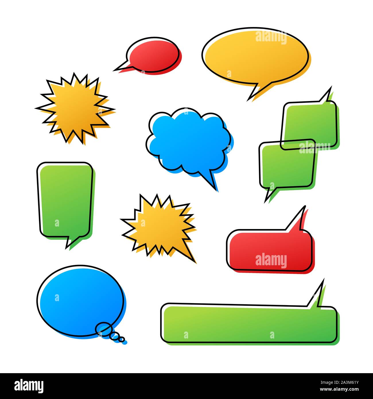 Set of speech bubbles. Halftone shadows. Vector illustration Stock ...
