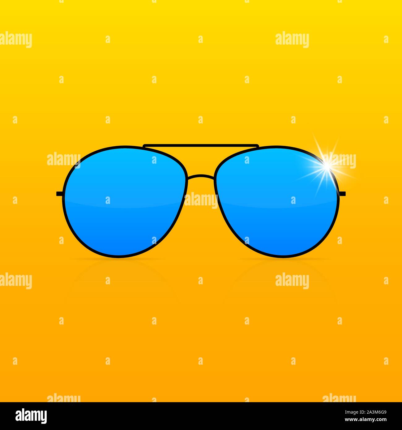 Colored Sunglass frame isolated on white background. Vector stock illustration. Stock Vector