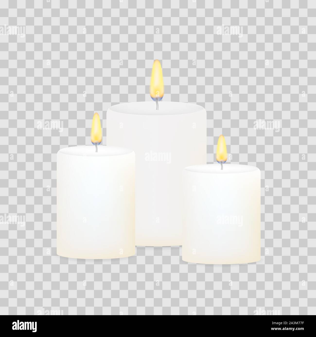 Burning candles set. Aromatic decorative round cylindrical candle