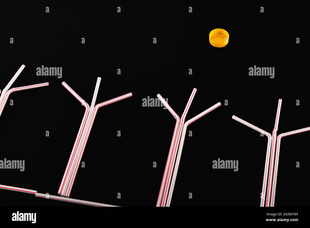 trees made of plastic. environmental damage with plastic. plastic