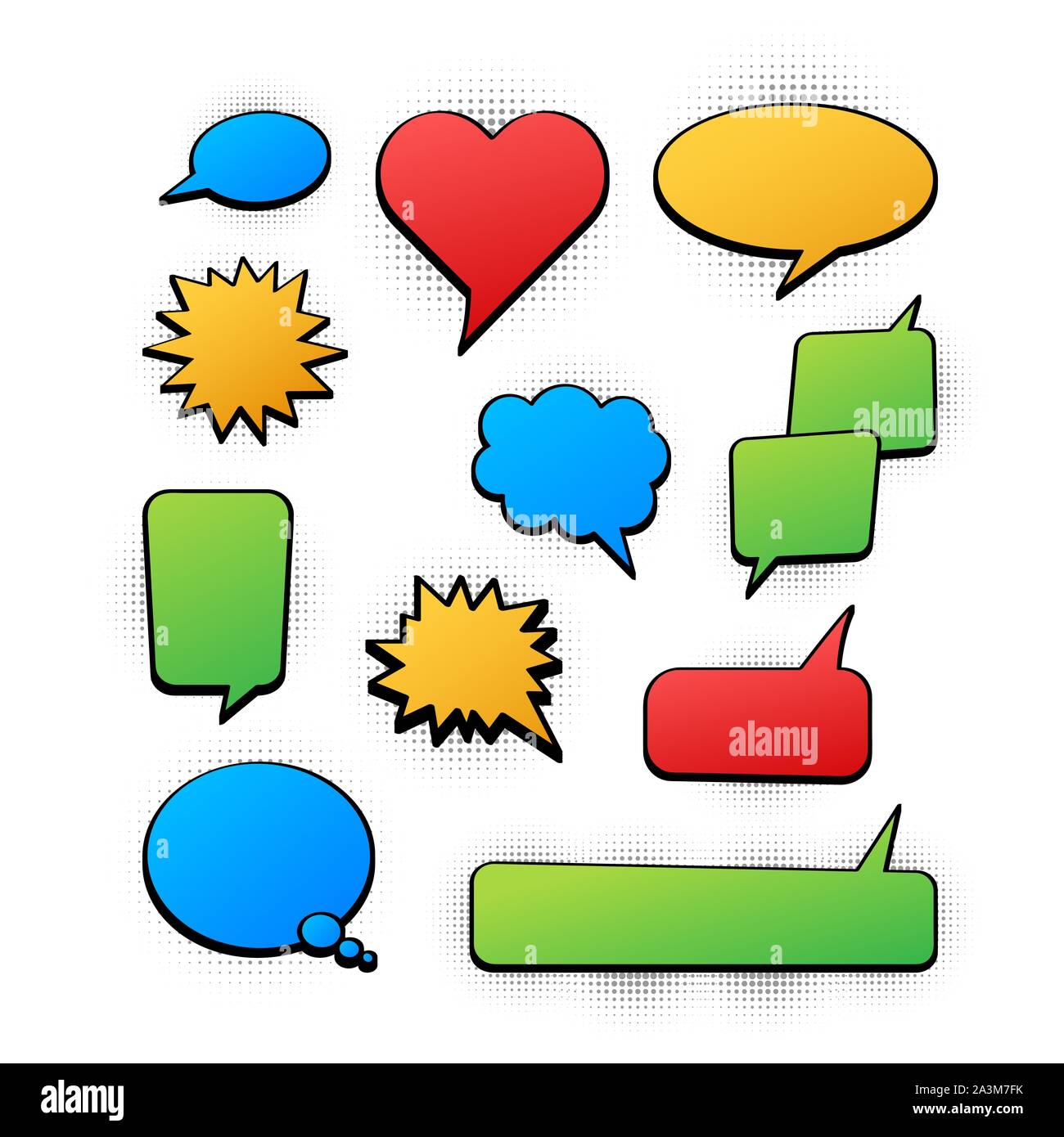 Set of speech bubbles. Halftone shadows. Vector stock illustration ...