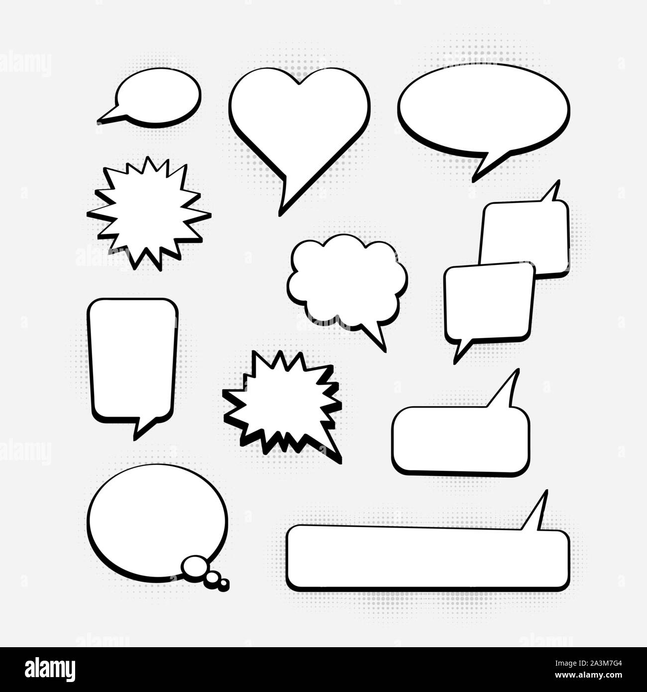 Set of speech bubbles. Halftone shadows. Vector stock illustration ...