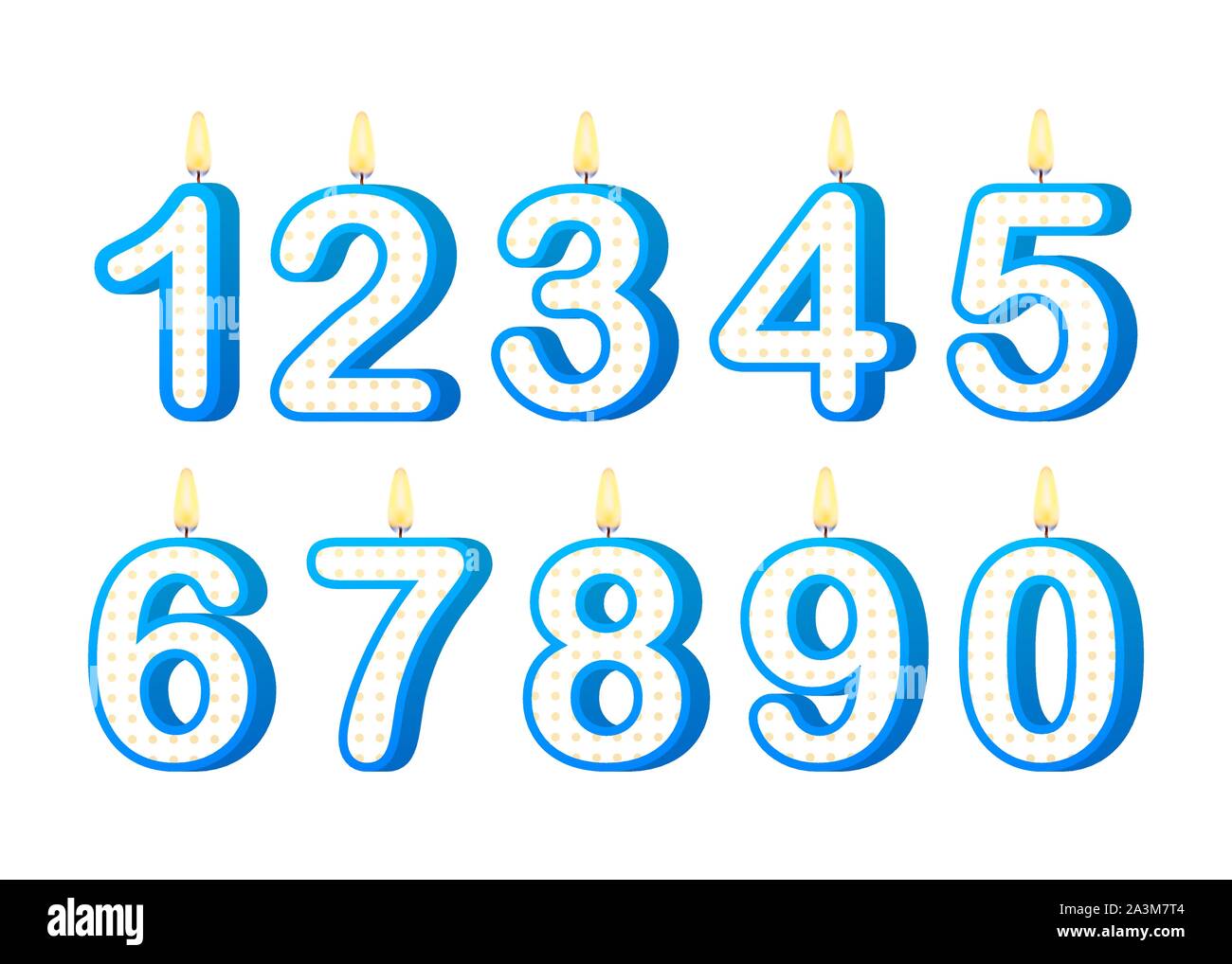 Set of Happy Birthday candle numbers. Vector stock illustration Stock Vector