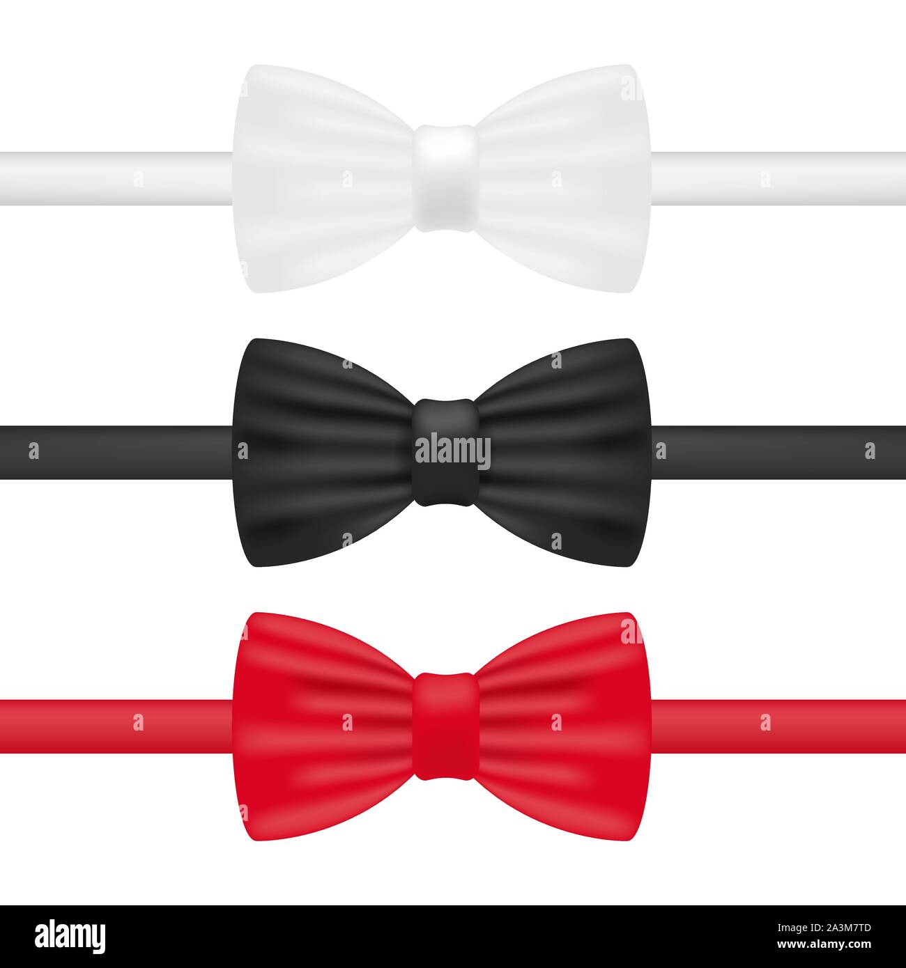 Bowtie. White, black and red bow tie realistic vector stock ...