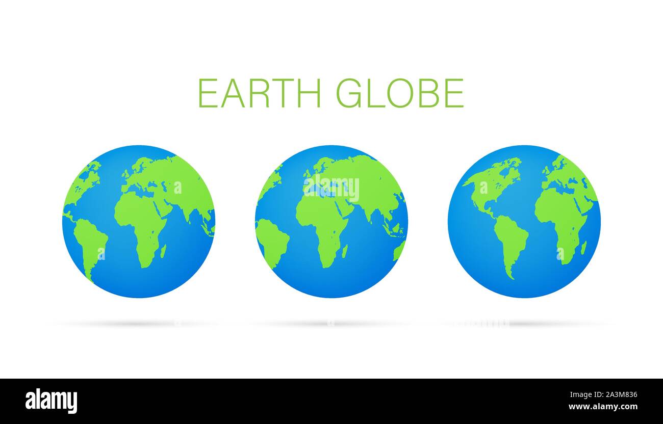 Set Earth globes isolated on white background. Flat planet Earth icon ...