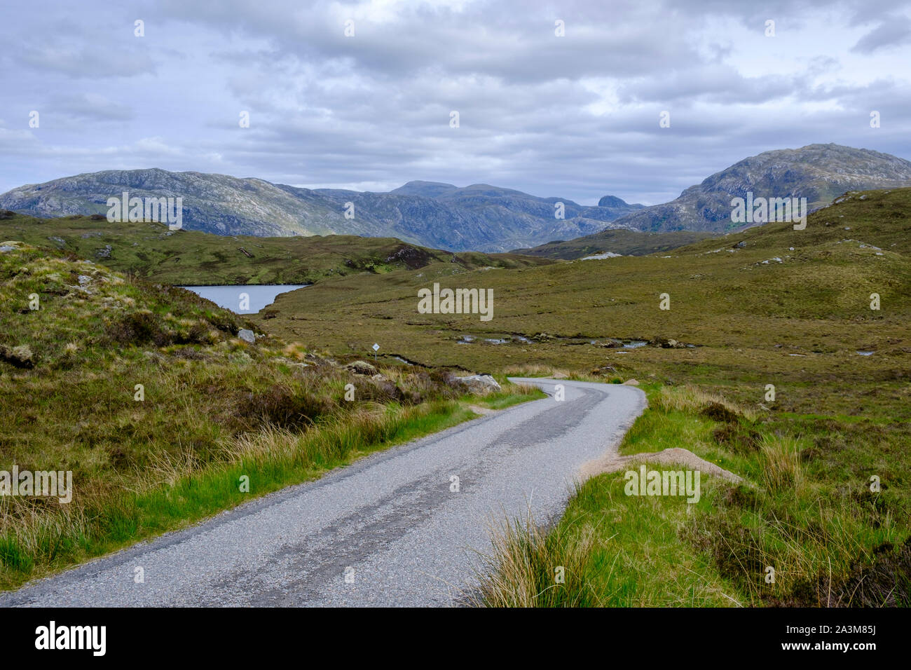 Empty Road nr Unapool Sutherland Assynt Sutherland Highland Scotland Stock Photo