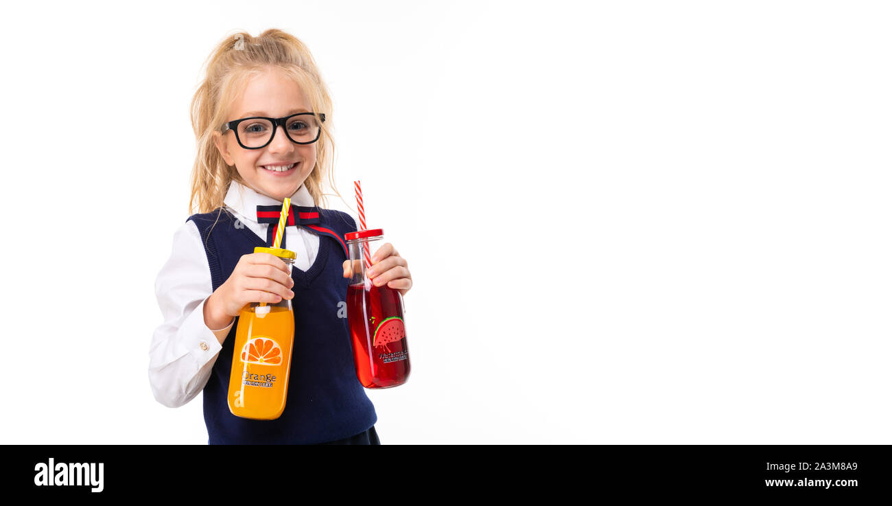 A Little Girl With Blond Hair Stuffed In A Horse Tail Large