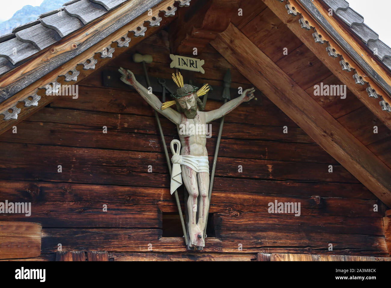 Small wooden church in the Austrian Alps Stock Photo - Alamy