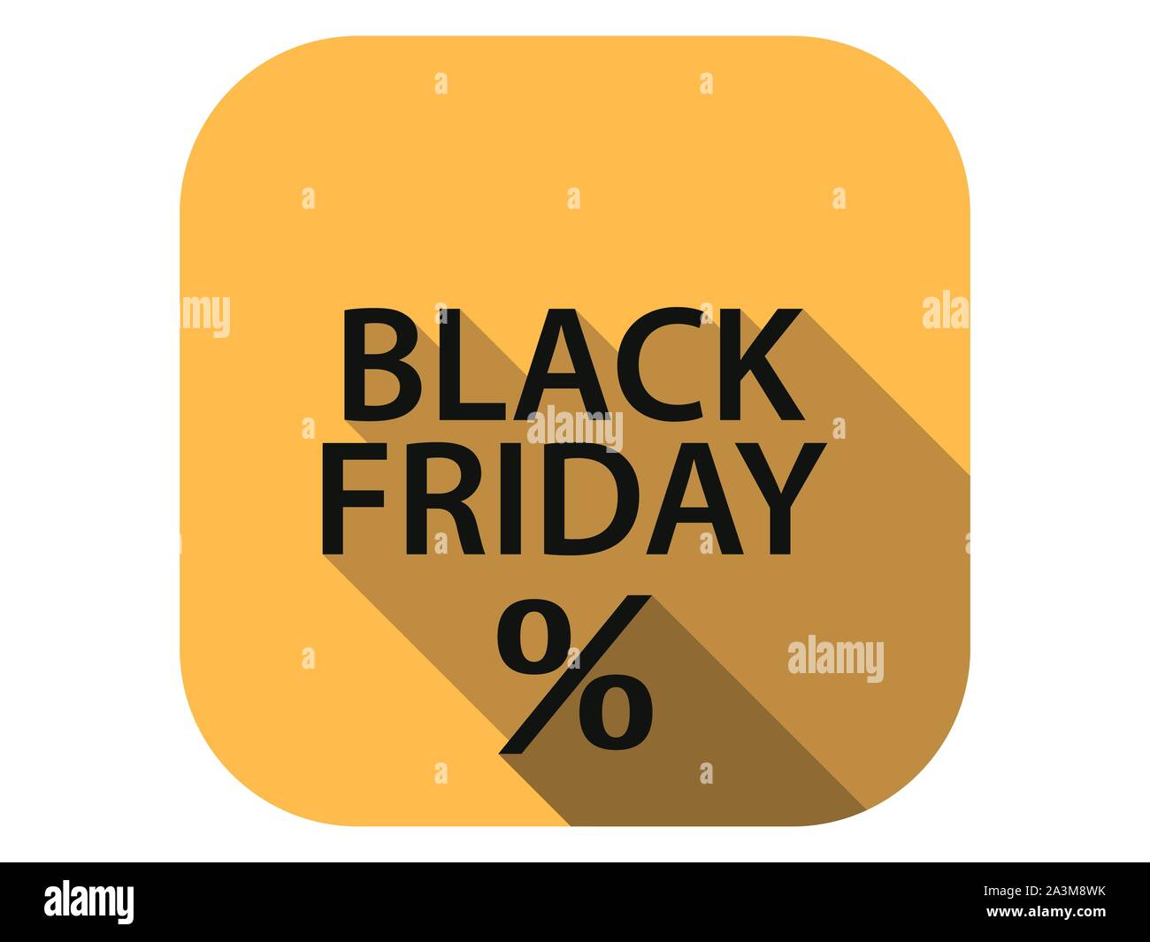 Black friday flat icon with long shadow. Sale, percent discount. Vector illustration Stock Vector