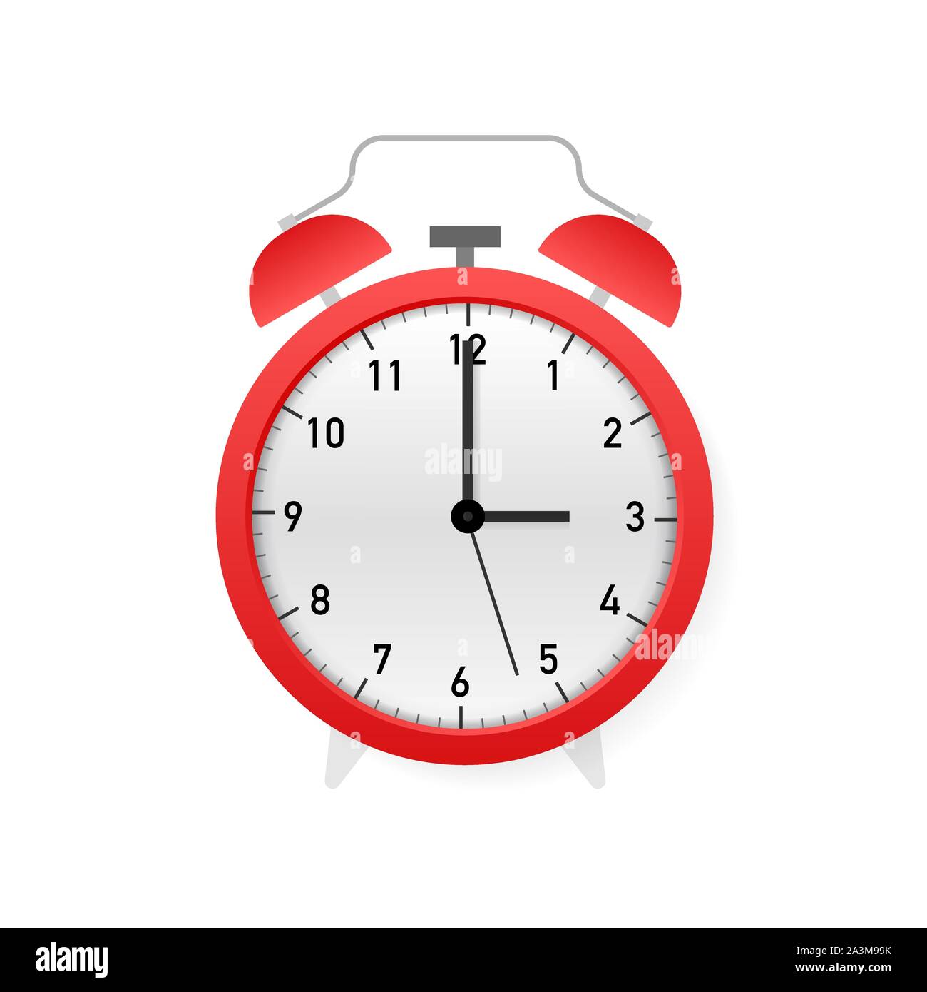 Alarm clock red wake-up time. Vector stock illustration. Stock Vector