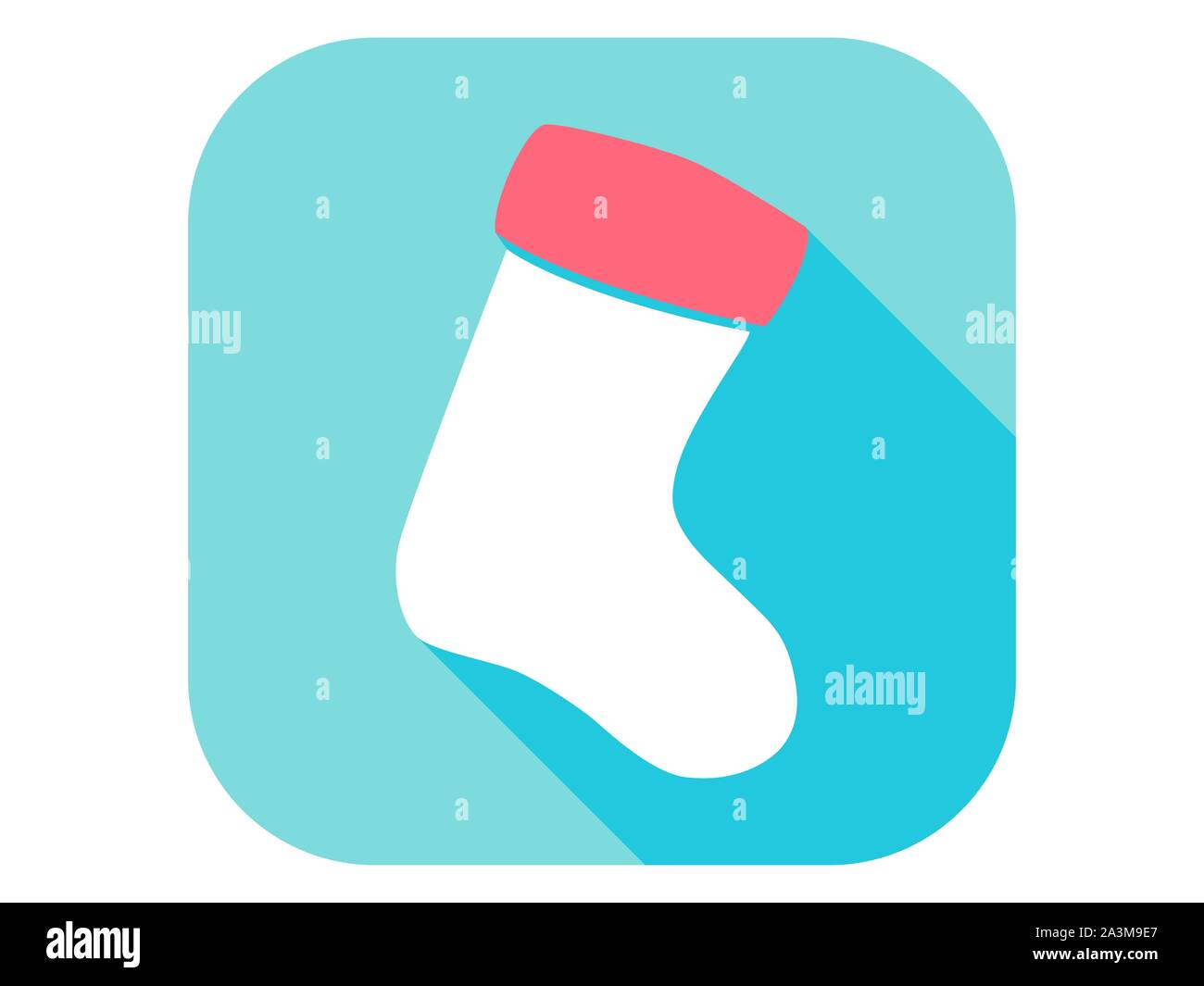Christmas sock flat icon with long shadow. Vector illustration Stock Vector