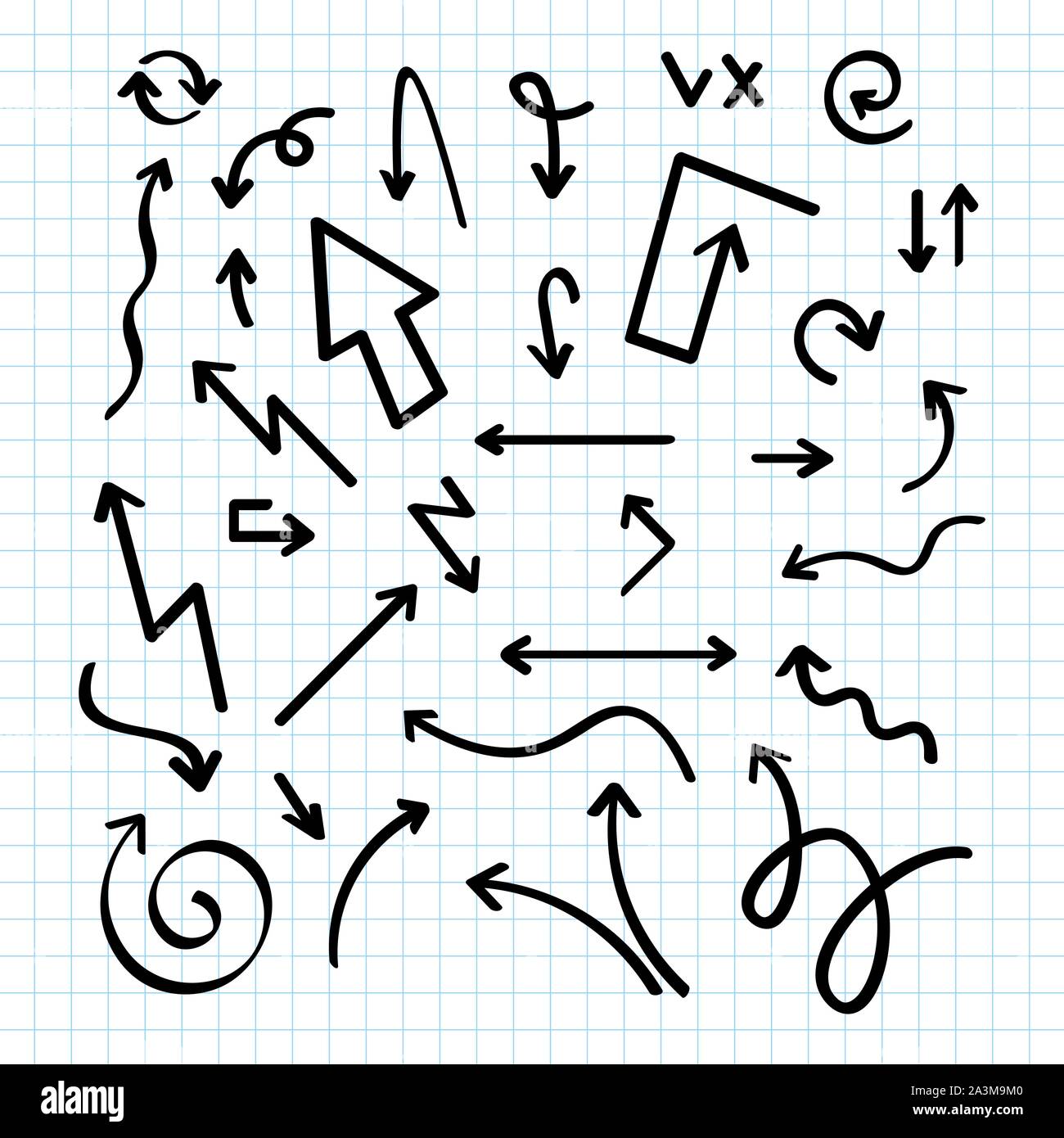 Hand drawn vector arrow collection, sketched style. Vector illustration. Stock Vector