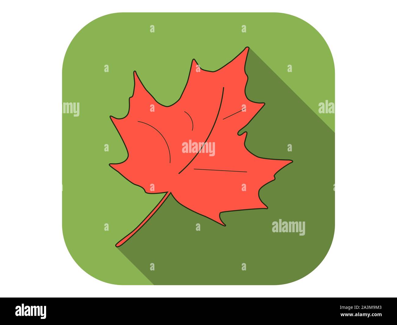 Maple leaf flat icon with long shadow. Autumn leaf. Vector illustration Stock Vector