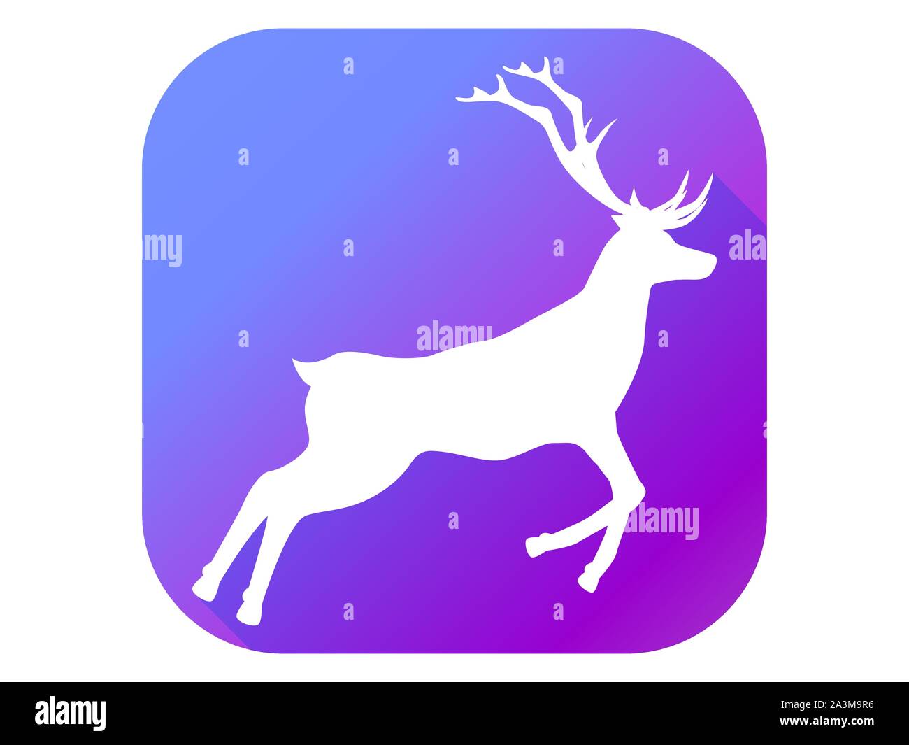 Deer flat icon with long shadow. Pictogram gradient color. Vector illustration Stock Vector
