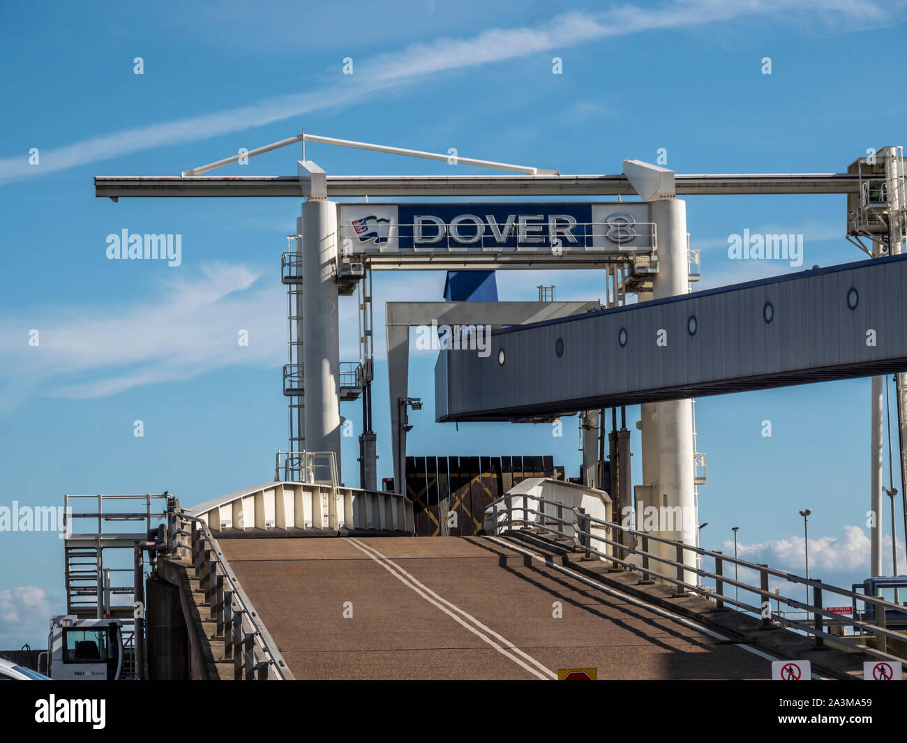 Vehicle loading ramp at the port of Dover transport terminal for the