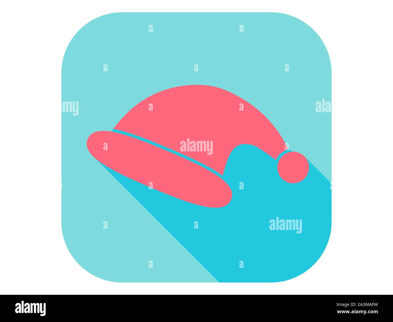 Santa Claus hat flat icon with long shadow. Vector illustration Stock Vector