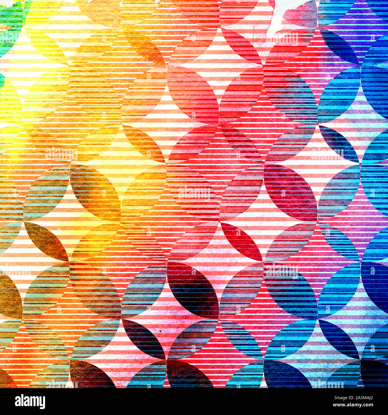 Abstract watercolor background with geometric color objects and ...