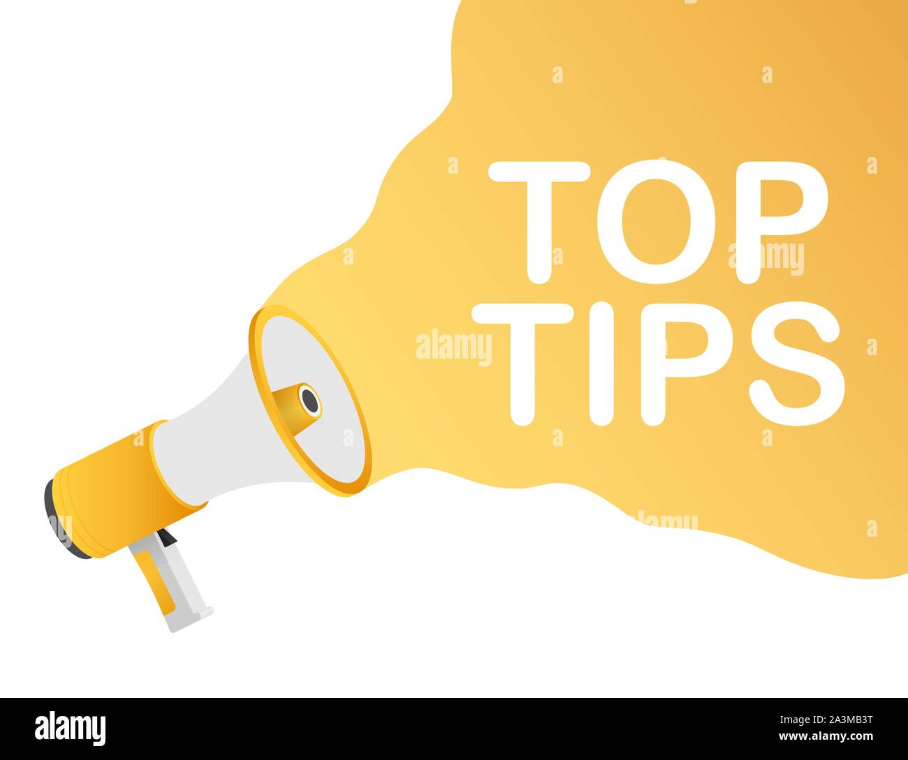 Hand holding megaphone - Top tips. Vector stock illustration. Stock Vector