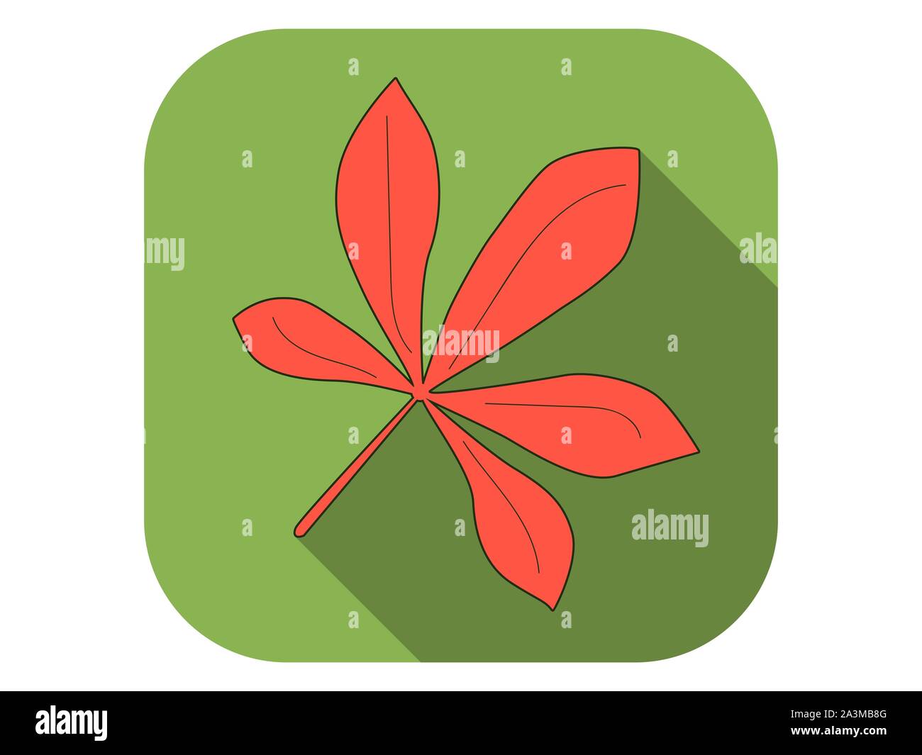 Chestnut leaf flat icon with long shadow. Autumn leaf. Vector illustration Stock Vector