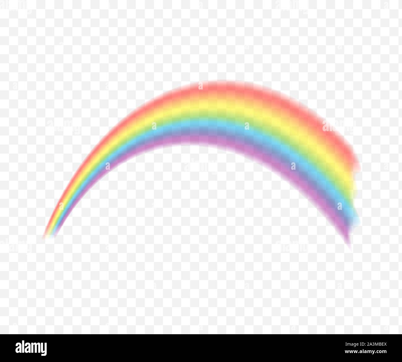 Rainbows in different shape realistic set on transparent. Vector stock illustration. Stock Vector