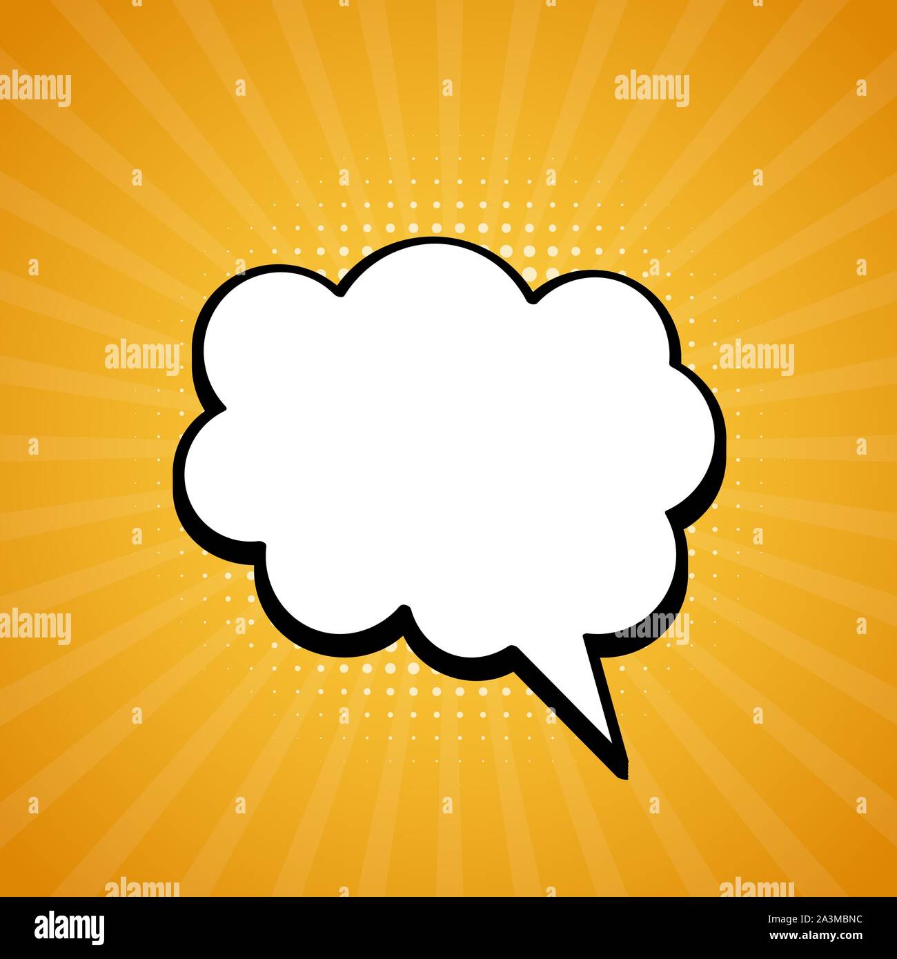Comic speech bubble. Retro burst background in pop style. Vector stock ...