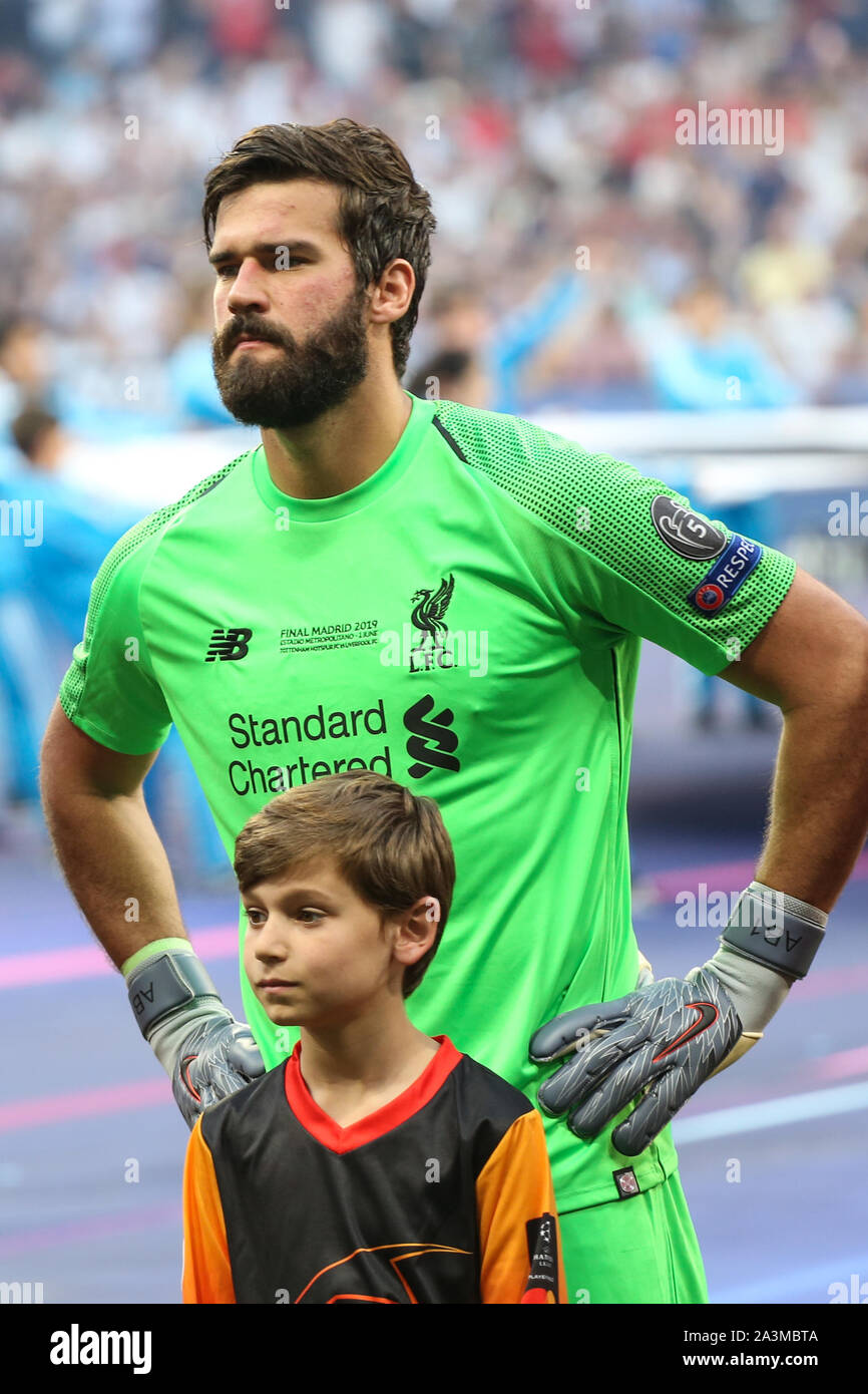 MADRID, SPAIN - JUNE 01, 2019: Alisson Becker (Liverpool) pictured during  the final of the 2019/20 UEFA Champions League Final Stock Photo - Alamy