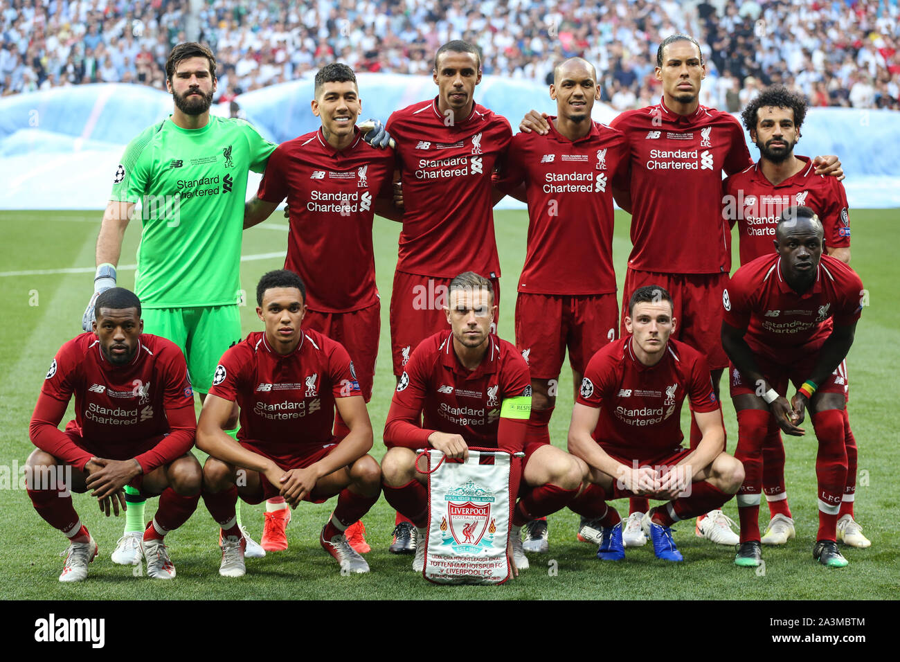 MADRID, SPAIN - JUNE 01, 2019: Liverpool squad pictured during the final of  the 2019/20 UEFA Champions League Final Stock Photo - Alamy