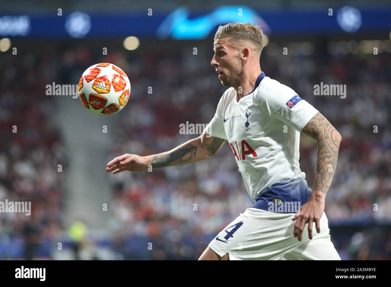 MADRID, SPAIN - JUNE 01, 2019: Toby Alderweireld (Tottenham) pictured during the final of the 2019/20 UEFA Champions League Final. Stock Photo