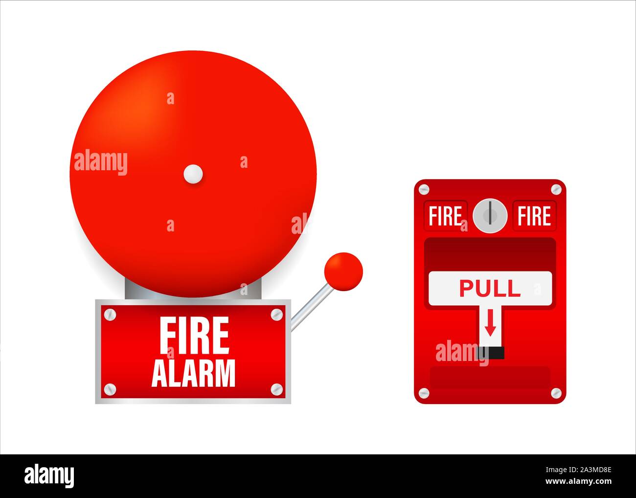 Fire alarm system. Fire equipment. Vector stock illustration Stock