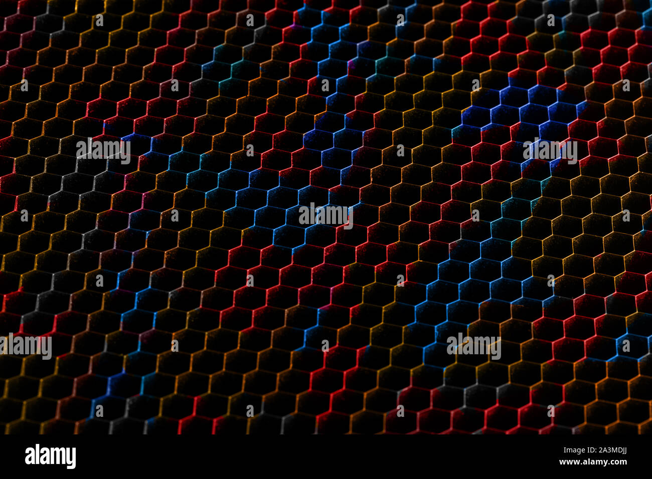 Colourful perforated sheet metal texture, background image. Stock Photo