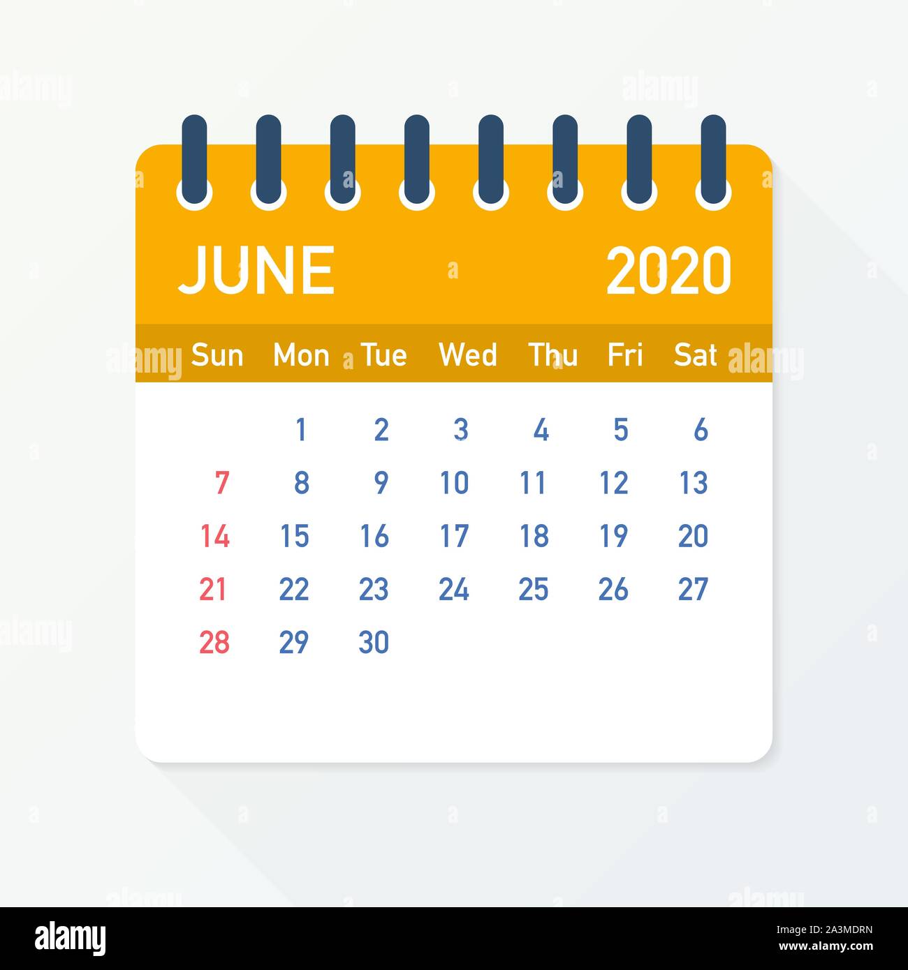 June Calendar Leaf Calendar In Flat Style Vector Illustration Stock Vector Image Art Alamy